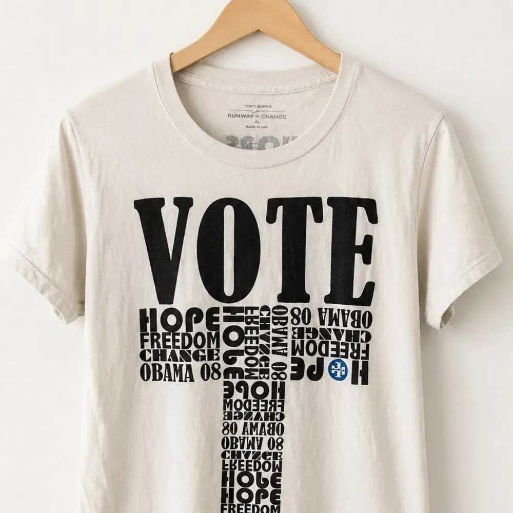 Tory Burch Runway for Change Obama 2008 “VOTE” Graphic Tee – Rare Collectible